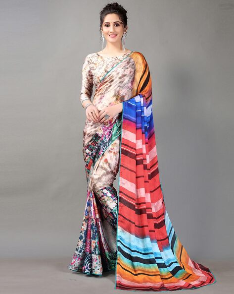 Fresh Designer Collection Satin Georgette Saree With Blouse