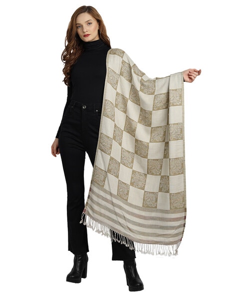 Checked Shawl with Tassels Price in India