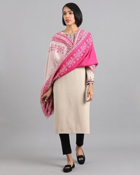 Floral Woven Dupatta with Fringed Hemline Price in India