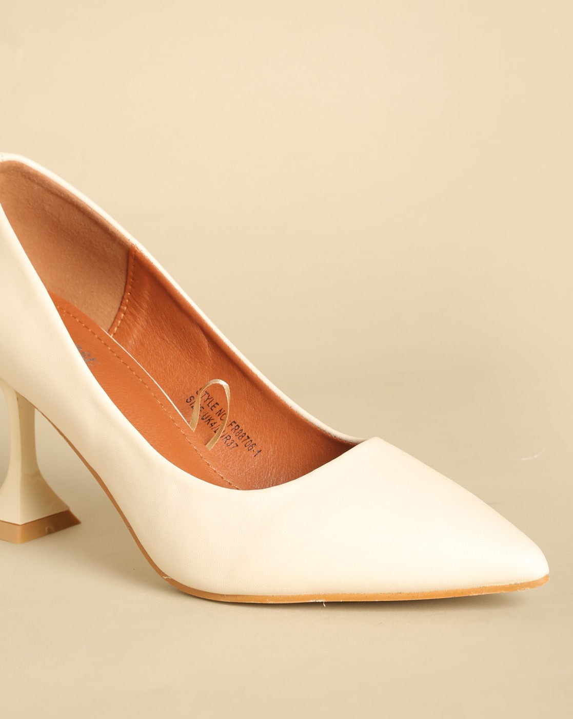 Renata Dark Beige/Gold Textile Court Shoe Size 3
