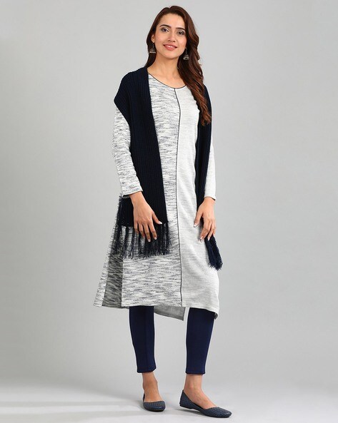 Knitted Open Muffler with Tassels Price in India