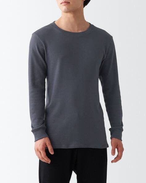 【GRAY】Washed thermal tee Buy Grey Thermal Wear for Men by MUJI Online | Ajio.com