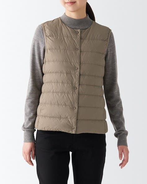 Nylon Lightweight No-Collar Down Vest