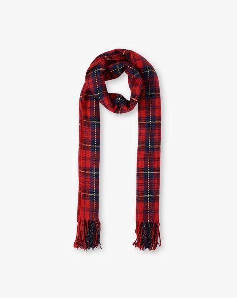 Checked Winter Shawl with Fringes Price in India