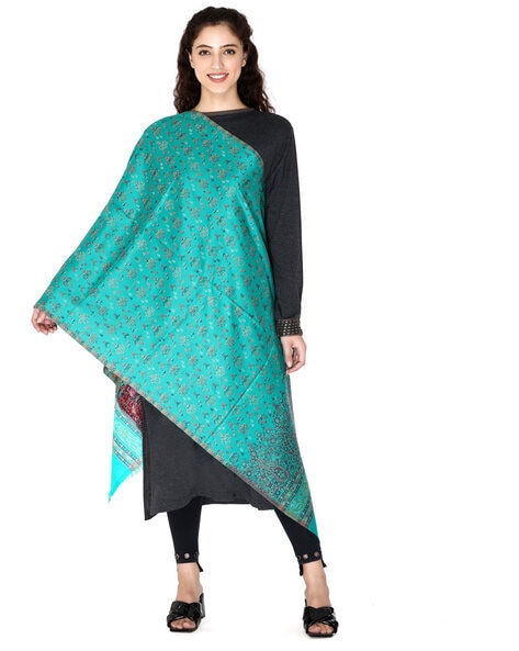 Embroidered Acrylic Shawl Price in India