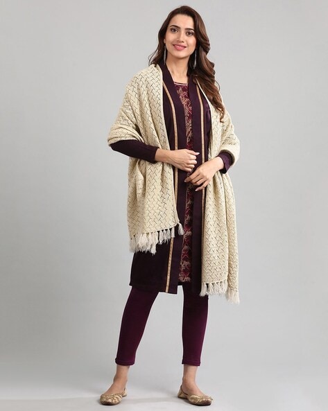 Lace Knitted Shawl with Tassels Price in India