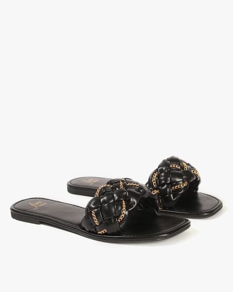 Canvas Casual Wear Black Ladies Flat Sandals at Rs 180/pair in New Delhi |  ID: 2852134318991