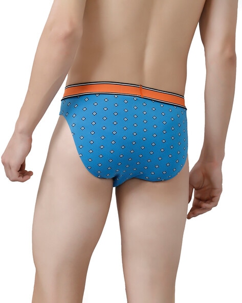 Buy CP BRO Printed Briefs with Exposed Waistband Value - Orange & Olive  Green (Pack of 2) online