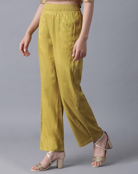 Straight Pants with Elasticated Waist Price in India