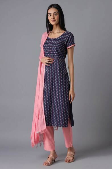 AURELIA Geometric Print Cotton Straight Kurta