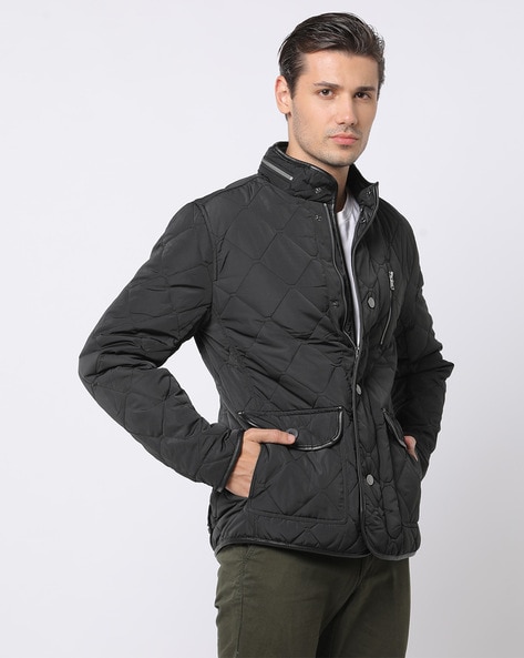 Quilted Slim Fit Jacket with Flap Pockets - Price History