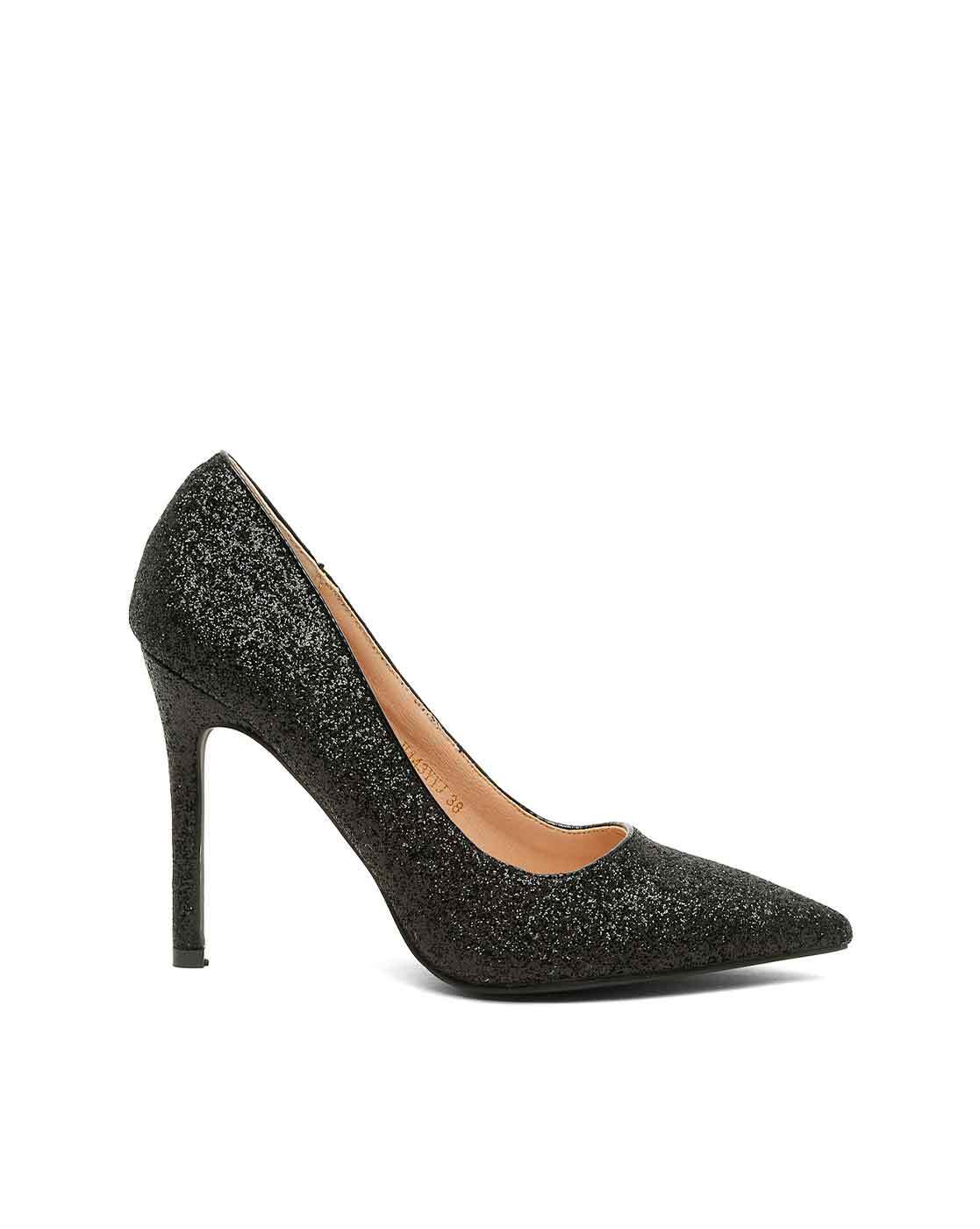 Buy online Black Glittered Slip-on Pumps from heels for Women by Stylzindia  for ₹1599 at 20% off | 2024 Limeroad.com