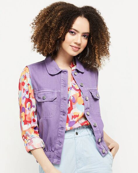 Buy Purple Denim Jacket Online In India -  India