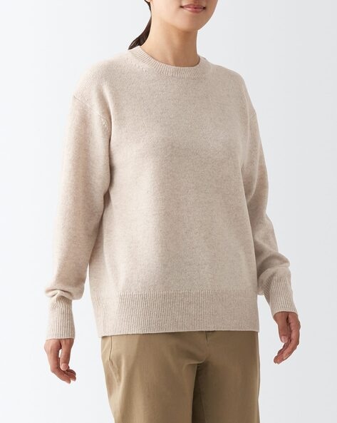 Women premium lambswool on sale crew neck sweater