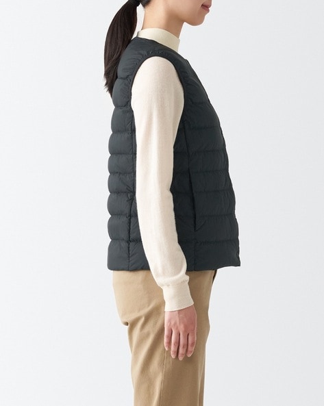 Down vest no collar sale