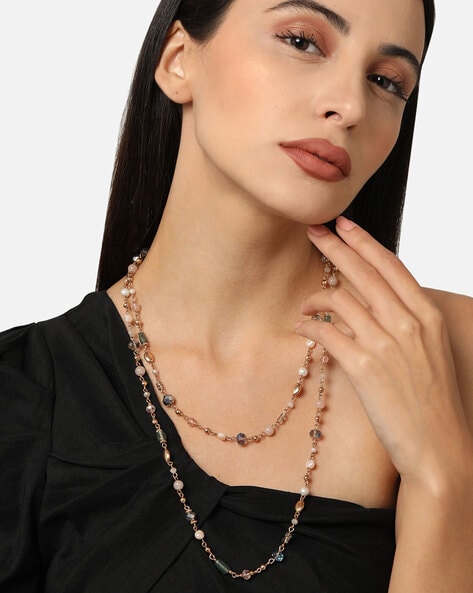 Extra Long Multi Strand Faux Pearl Statement Necklace – Chandras Treasures