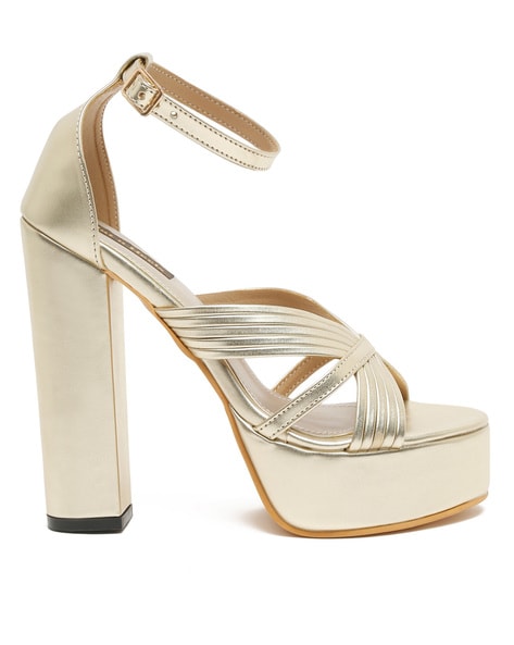 Buy Gold Heeled Sandals for Women by Flat n Heels Online Ajio