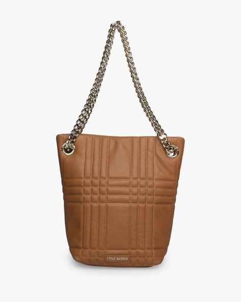 Steve Madden BDaring large pouch clutch with chain strap in camel