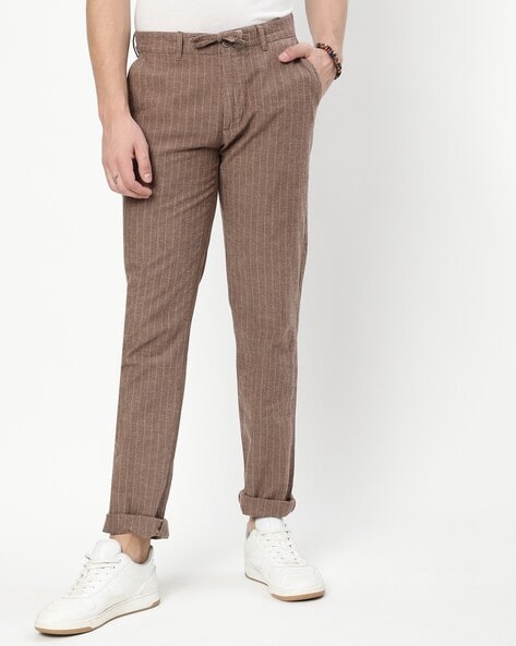 MODA NOVA Big & Tall Men's Striped Dress Pants Slim Fit Flat Front Trousers  Brown 36 - Walmart.com