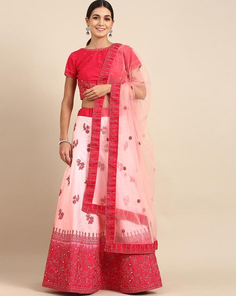 Aasvaa Fashion Art Silk Embroidered Semi-Stitched Lehenga Choli in Pink  #Silk, #SPONSORED, #Embroi… | Indian wedding lehenga, Bridal lehenga,  Designer lehenga choli