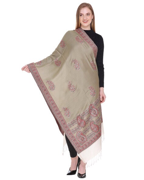 Paisley Woven Stole with Tassels Price in India