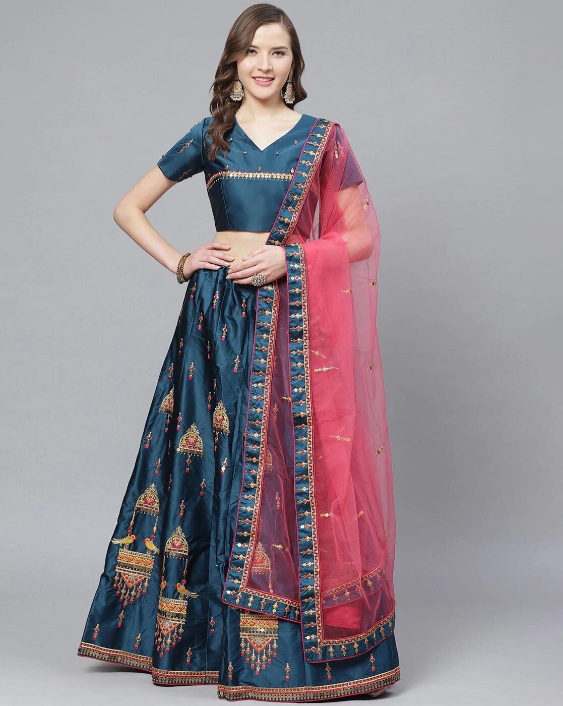 Blue Lehenga with Red Net Dupatta in Delhi at best price by Riddhi Creation  - Justdial