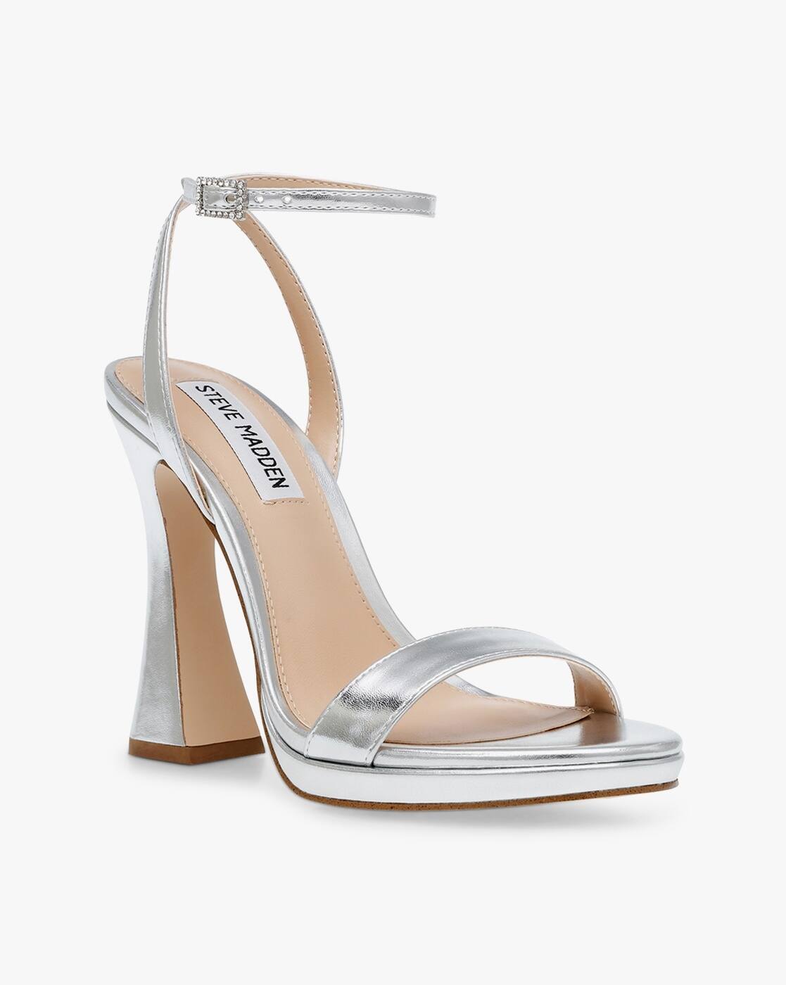 Buy Silver Heeled Sandals for Women by 