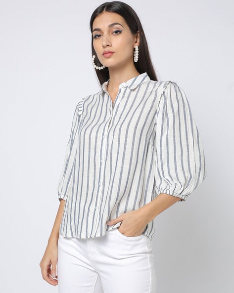 Striped Shirt with Ruffles