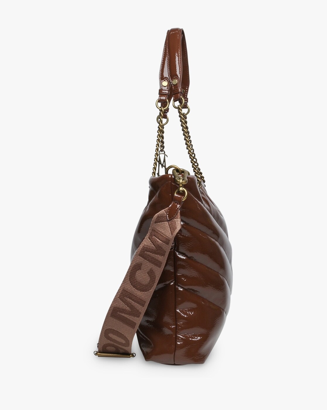 Steve Madden Bcameo-P patent tote bag in chocolate