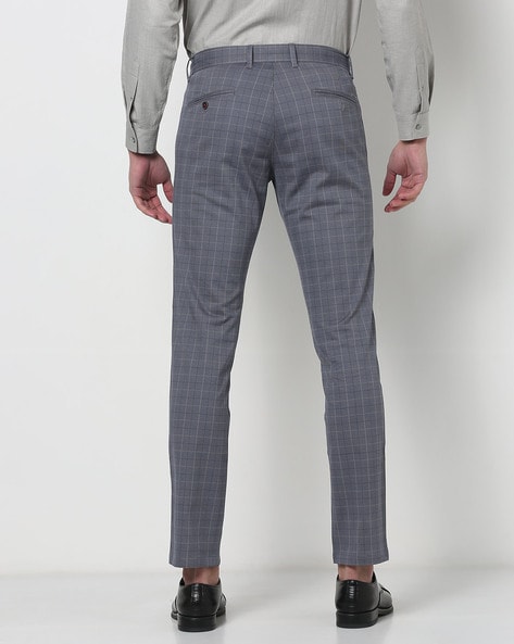 New Look slim crop smart trousers in grey check  ASOS