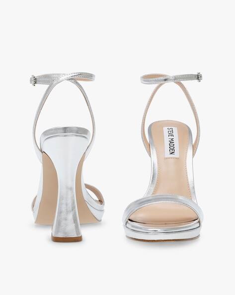 Buy Silver Heeled Sandals for Women by 