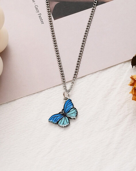 Blue Butterfly Necklace Temperament Versatile Necklace - Temu