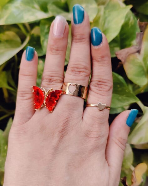 Vintage Double Coral Flower and 14k Gold Ring