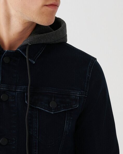 cotton Men black denim jacket hoodie For Mens at Rs 1100/piece in Mumbai |  ID: 16479224012