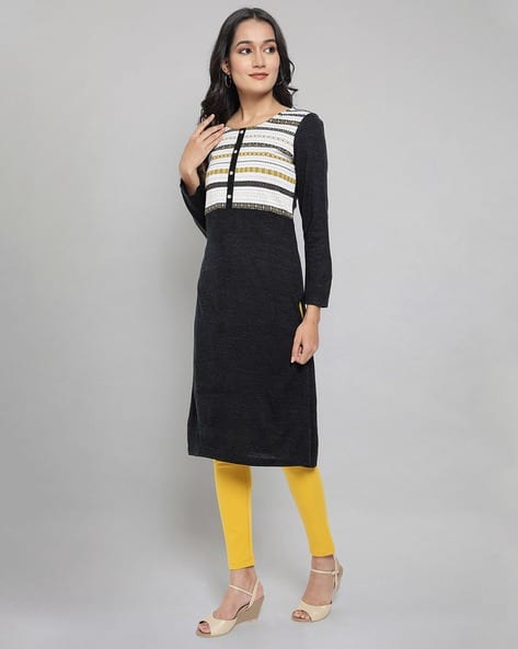 AURELIA Striped Straight Kurta