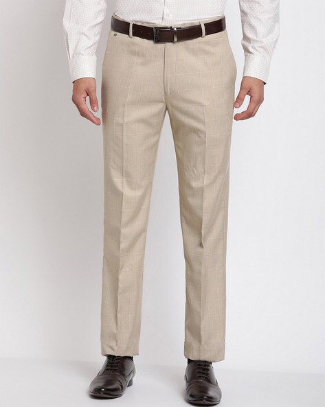 Cantabil Beige Cotton Regular Fit Trousers