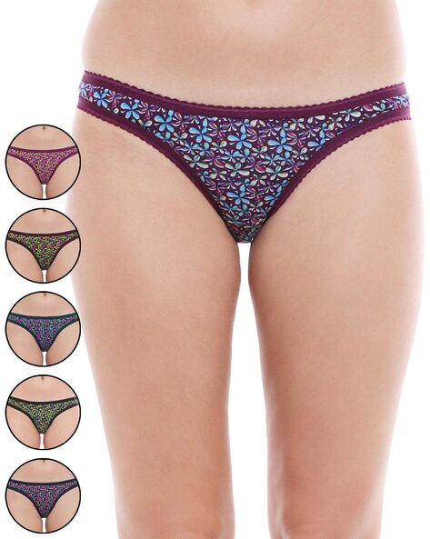 Micro Print Mid-Rise Cotton Panties