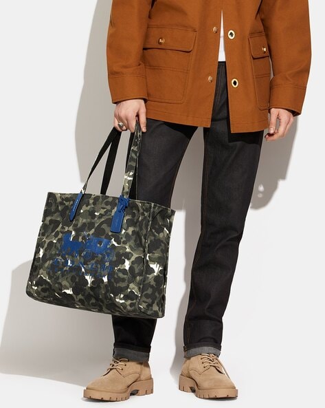 Buy Coach Camouflage Print Tote 42 Bag with Horse & Carriage Logo |  Multicoloured Color Men | AJIO LUXE