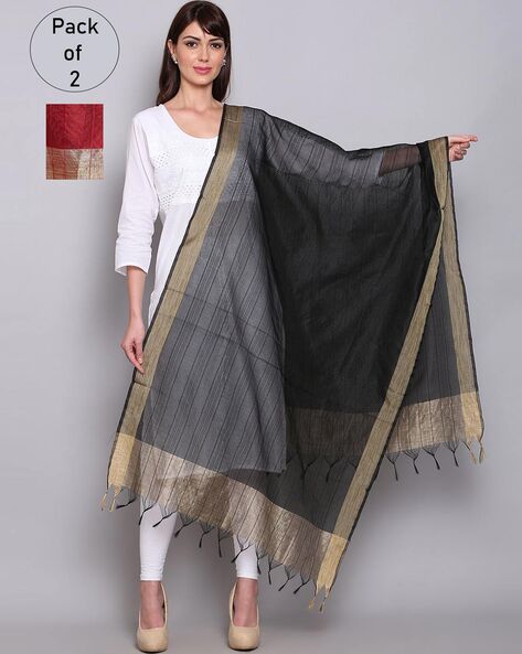 Pack of 2 Dupattas with Contrast Border Price in India