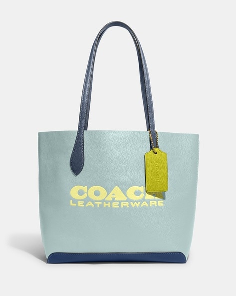 Buy Coach Colourblock Kia Tote Bag | Aqua Color Women | AJIO LUXE