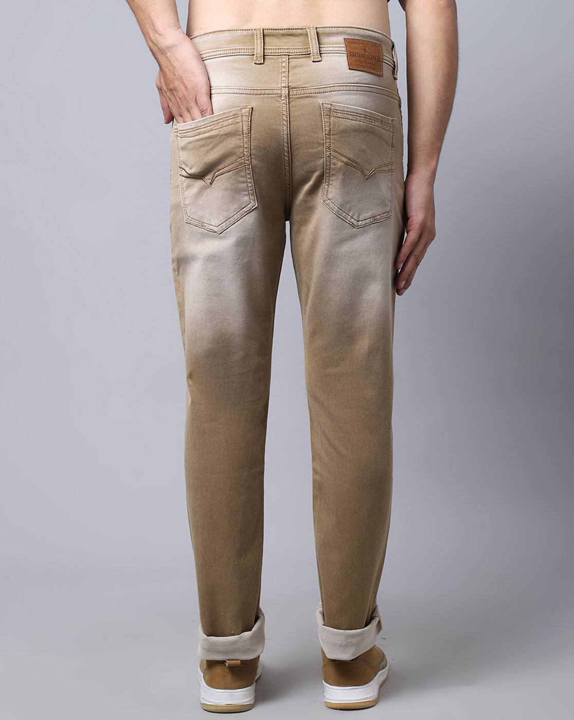 relaxed fit khaki jeans
