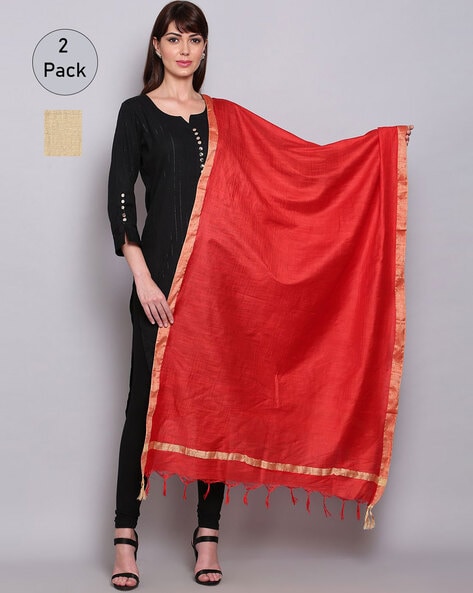 Pack of 2 Woven Silk Dupattas Price in India