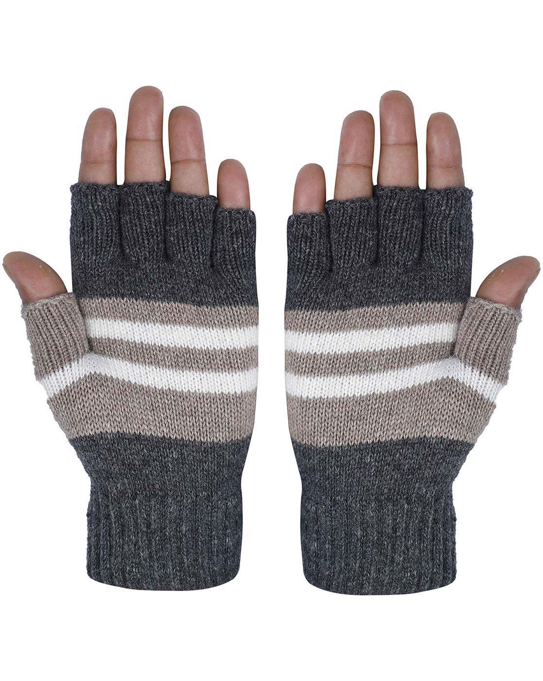 Knitted Fingerless Gloves with Ribbed Hems