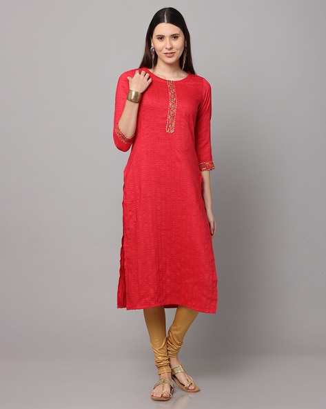 Plain kurtis best sale with borders