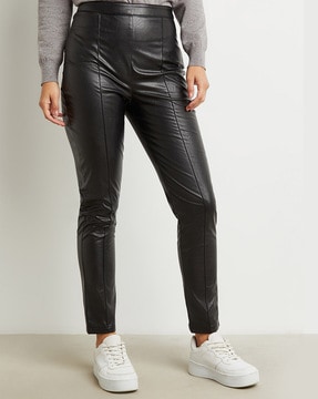 Patrizia Pepe slimcut Artificial Leather Trousers  Farfetch