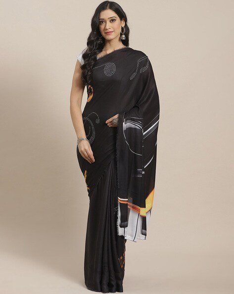 Buy Timeless Black Saree With Unstitched Blouse Kalki Fashion India