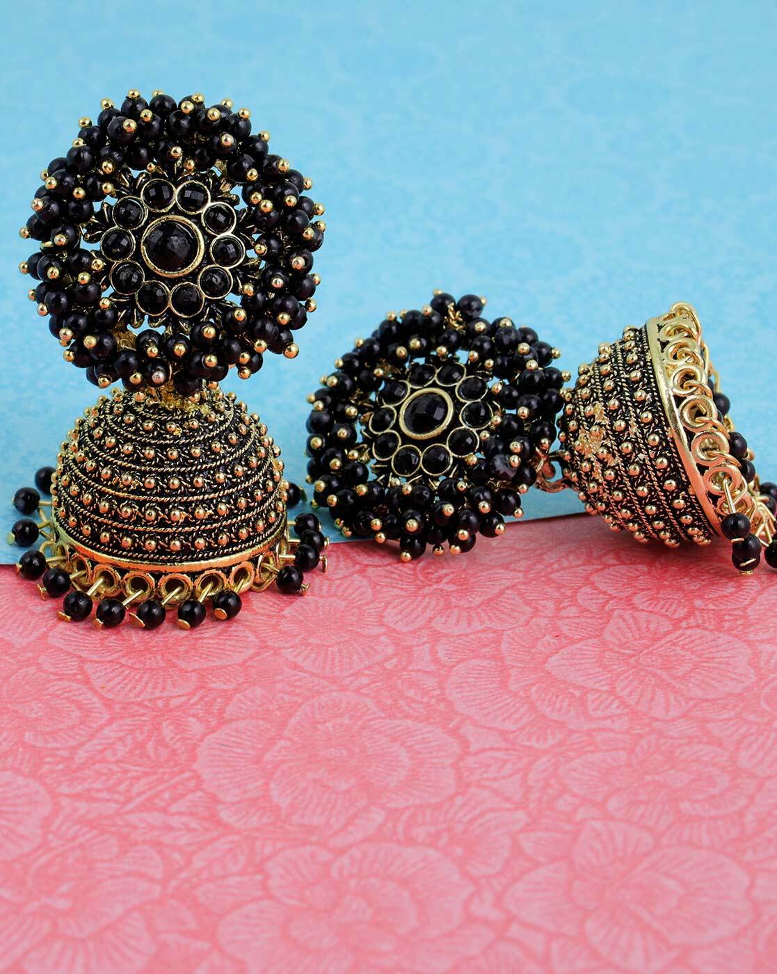 Flipkart.com - Buy COLLECT Solid Z-Black Long Latkan Style Mattel Jhumkas  Earrings for Women and Girls Metal Drops & Danglers Online at Best Prices  in India