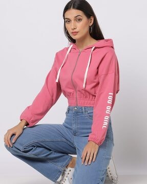 fila pink and white cropped hoodie