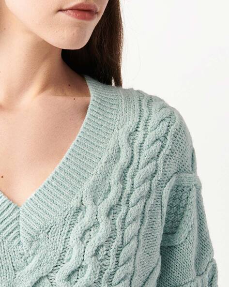 Light green knit sweater best sale