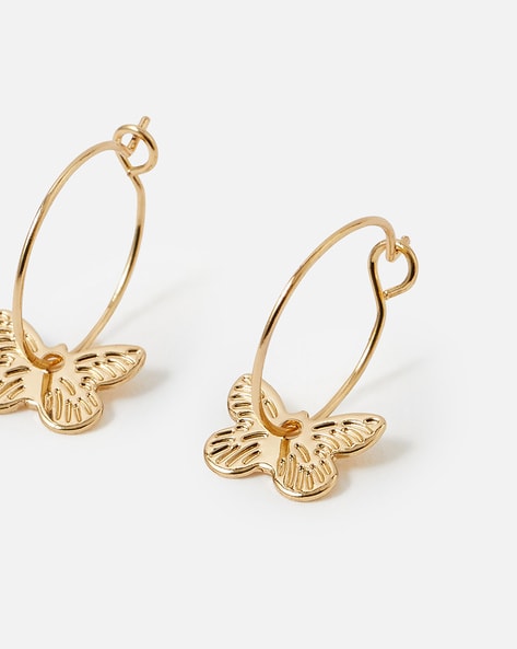 Charm Butterfly Hoop Earrings, 14K Gold Silver Crystal Butterfly Drop  Dangle Earrings for Women and Girls - Walmart.com